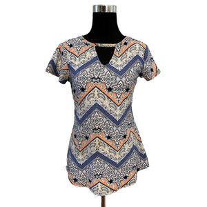 Juniors Joe Boxer Top with Geometric Design and Keyhole Neckline Size L
